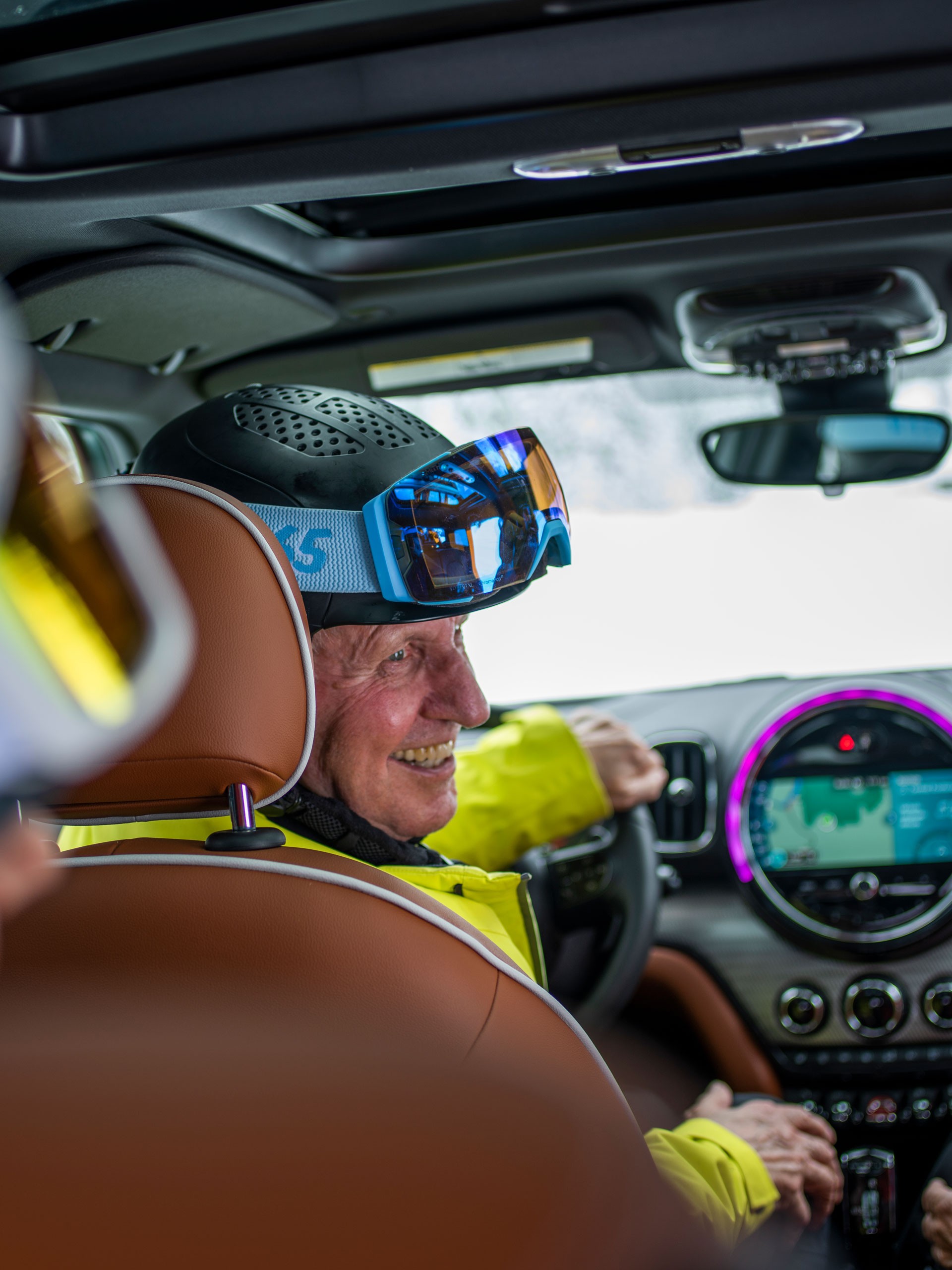 Image of the “Sliver Sliders”, sitting inside the MINI Countryman.